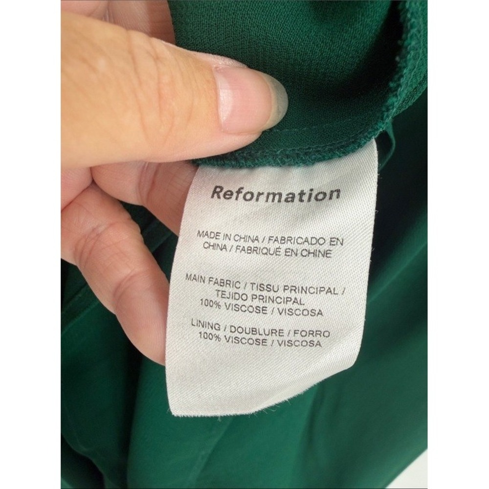 Reformation Twilight Midi Dress Emerald Green Tie Strap‎ High Slit Size 12 - Picture 5 of 7